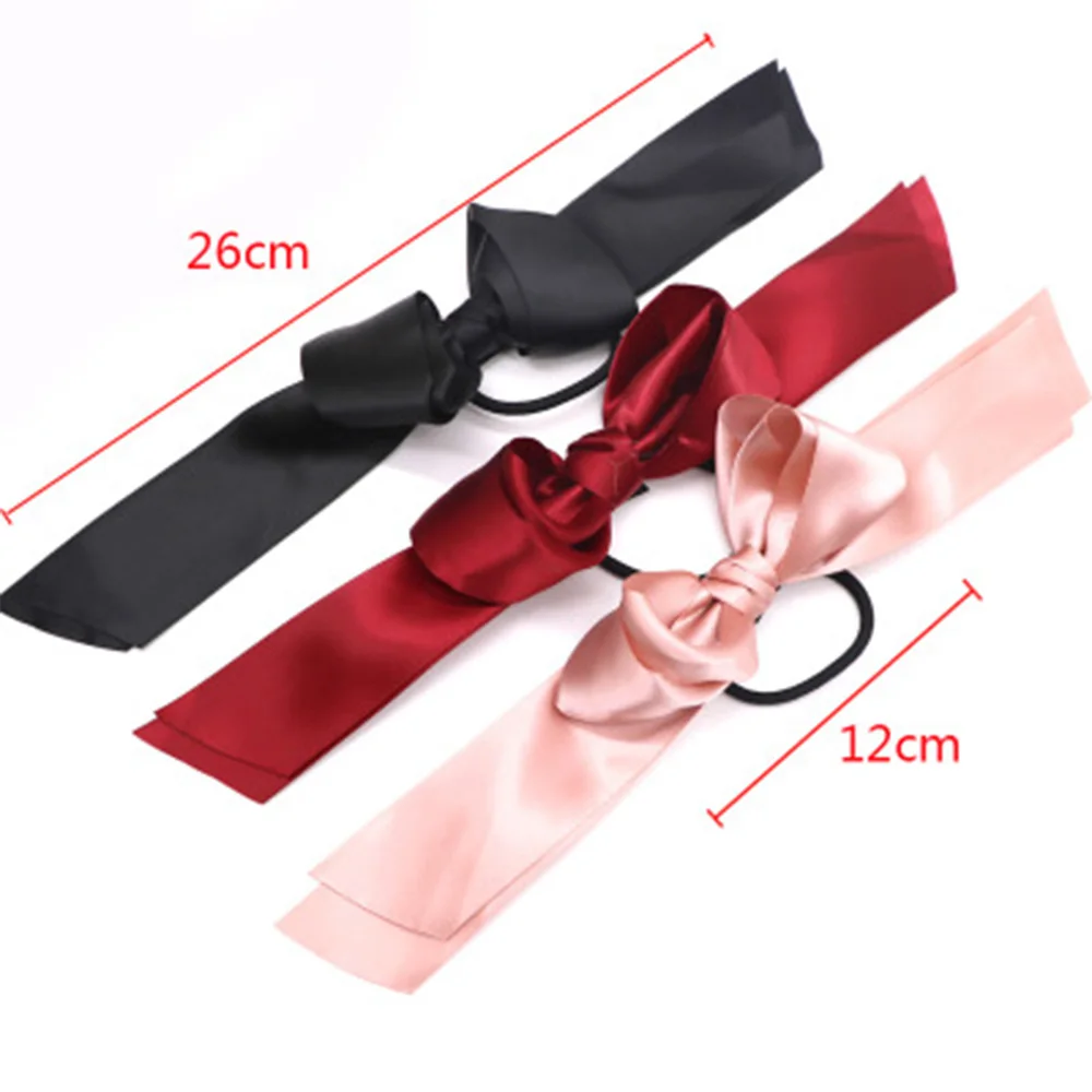 hair bow for ladies Women Rubber Bands Tiara Satin Ribbon Hair Bow Elastic Hair Band Rope Scrunchies Ponytail Holder Gum for Girls Hair Accessories claw hair clips