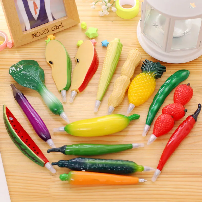 

Student Cute Kawaii Fruit Plastic Ballpoint Pens Creative Vegetables Ball point pen For Kids Gift School Supplies 1536