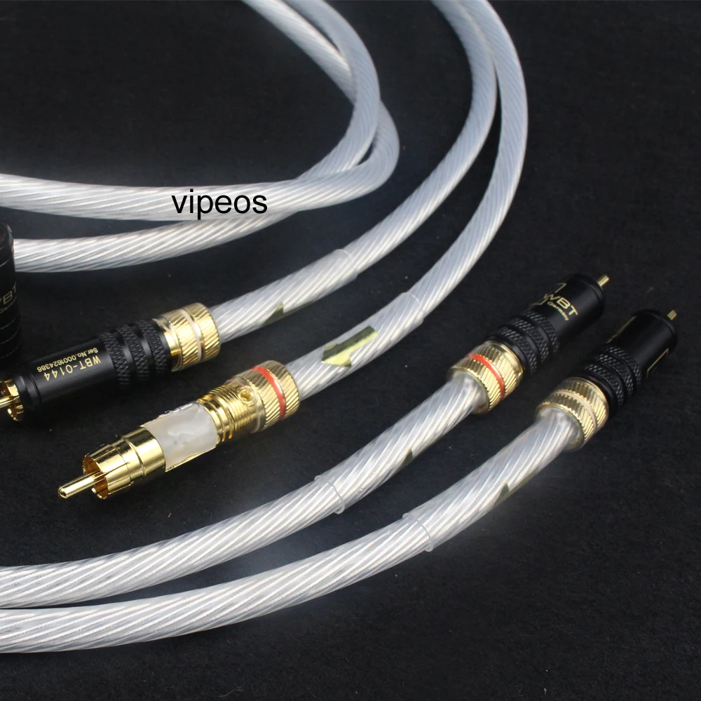 Пара 5NOCC один серебряного цвета с кристальной платформой + WBT золото штекер Rca 2RCA