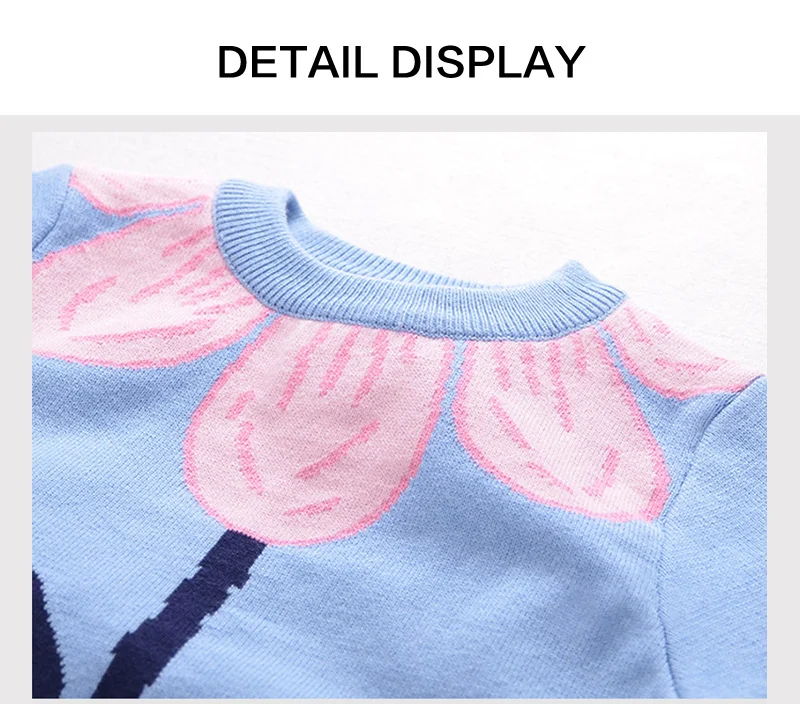 Flower Girls Sweater Cotton Crew-Neck Pullover Sweater Kids Autumn Coat Pattern Sweater For Toddler Girls 2-6T Girls Clothing (8)