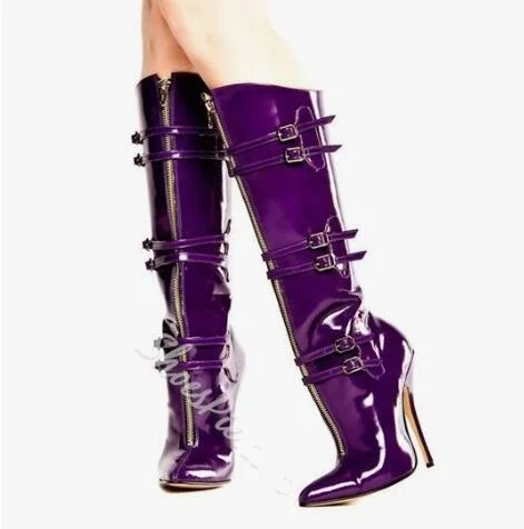 Front Buckle Pointed Toe Ladies Fashion Shoes UK Size