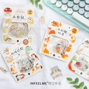 

40 Pcs/1 Pack Kawaii Stationery Sticker Cute Hamster Dogs Rabbits Decorative Mobile Stickers Scrapbooking DIY Craft Stickers