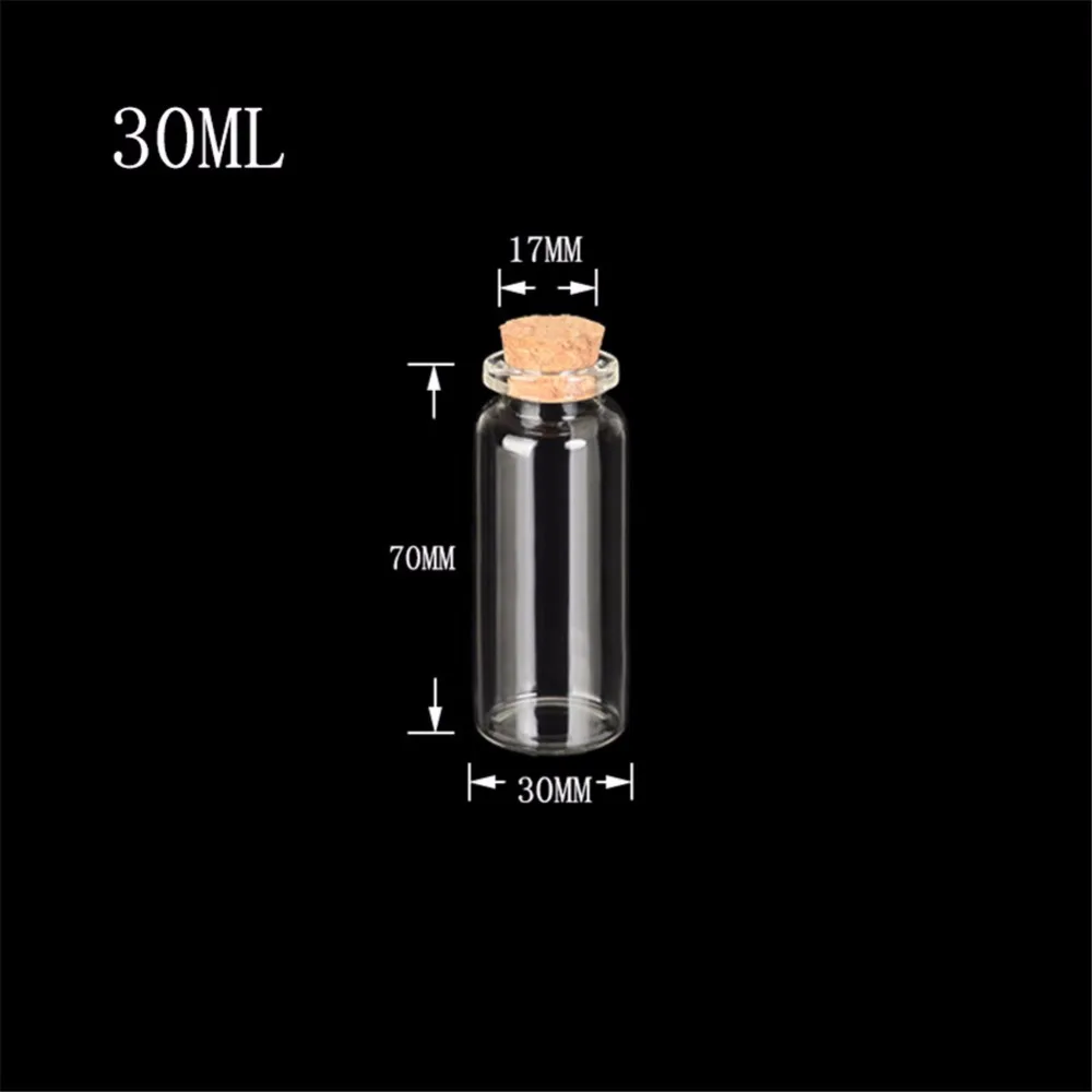 30ml Wish Bottles Tiny Small Empty Clear Cork Glass Bottles Vials For Wedding Holiday Decoration Christmas Gifts 50pcs/lot