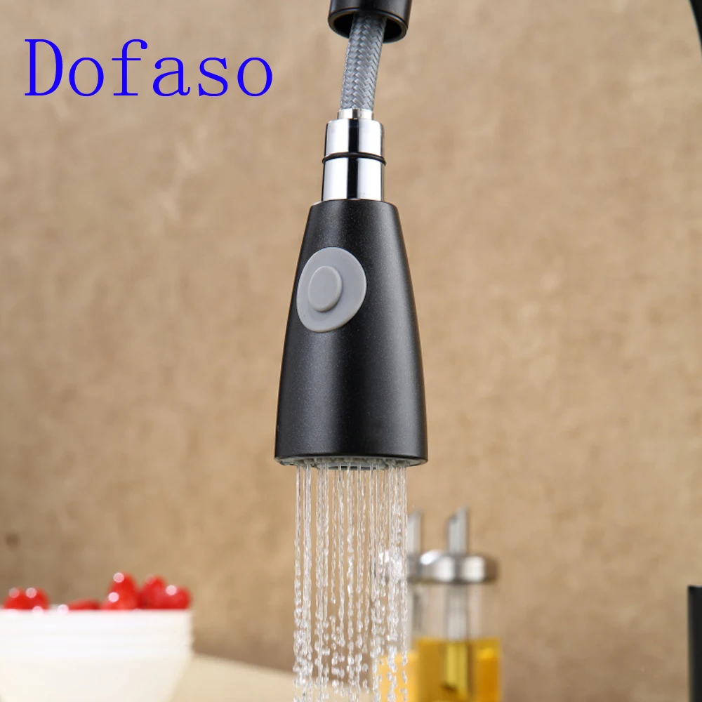 Dofaso drawing faucet single handle tap deck mounted black kitchen faucet pull down Dual Sprayer Nozzle