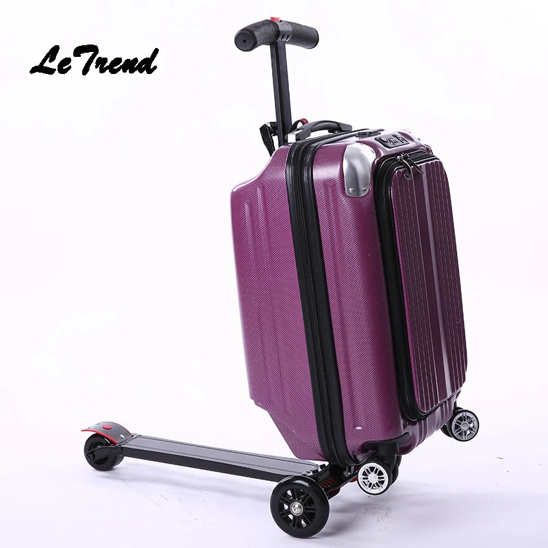 Letrend Skateboard Rolling Luggage Casters Men Business Trolley