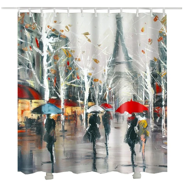 Impression peinture Paris Rideau De Douche arbres feuille imprimé ... Impression peinture Paris Rideau De Douche arbres feuille imprimé ...