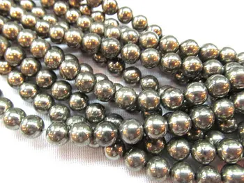 

2strands 3 4 6 8 10 12mm genuine Raw pyrite crystal round ball polished iron gold pyrite beads