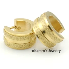 1 пара заводская цена мужские женские модный обруч серьги золотого цвета 316L ювелирные изделия из нержавеющей стали оптом KE347