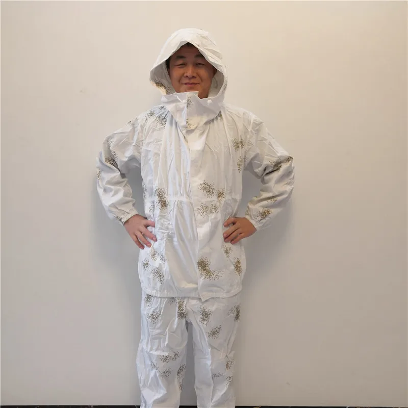 

Jacket style white snow Camouflage Ghillie Suits Hunting 3D Bionic color Polyester and cotton Material Hunting clothes Ski suit
