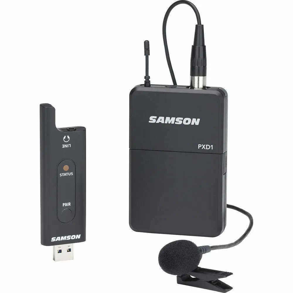 

Samson XPD2 Lavalier USB Digital Wireless System PXD1 beltpack transmitter with LM8 mic for live broadcast,stream,presentations