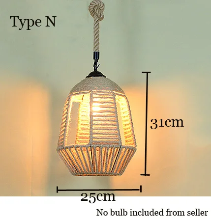 Лофт арт веревка люстра дома Винтаж гостиная кафе столовая креативный ресторан спальня бар клуб E27 розетка подвесной светильник - Цвет корпуса: Type N
