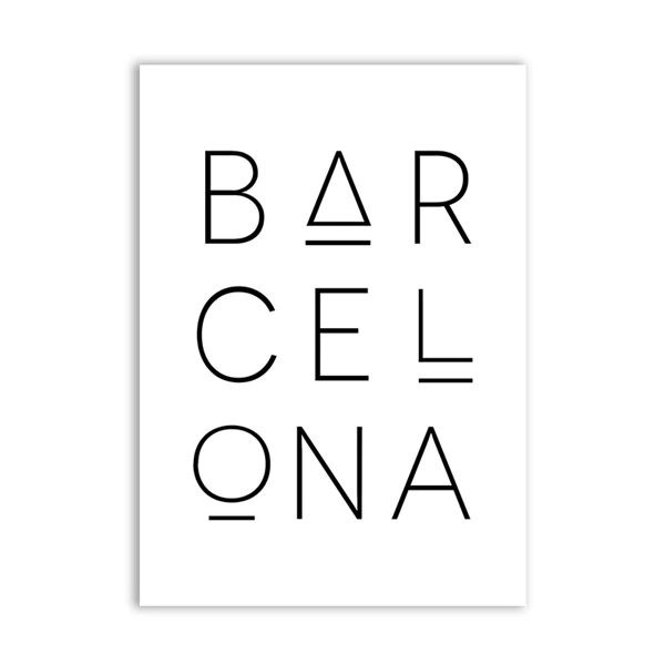 Барселона печать Город карта Плакат черный белый Типографика живопись современный минимализм стены искусства холст испанский нордический домашний декор - Цвет: YN950-01