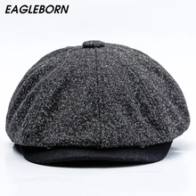 Eagleborn унисекс осень зима Newsboy шапки для мужчин и женщин теплый твид восьмиугольная шляпа для мужчин детективные шапки ретро плоские шапки