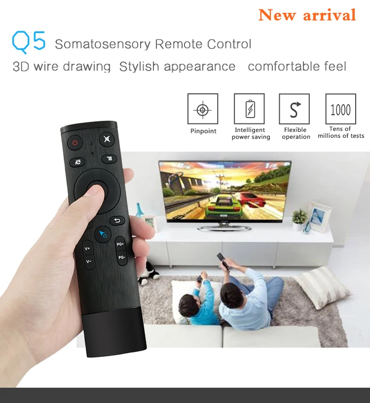 Q5 Gyro Voice Air mouse 2,4G умный пульт дистанционного управления с микрофоном для Android tv Box Mini PC