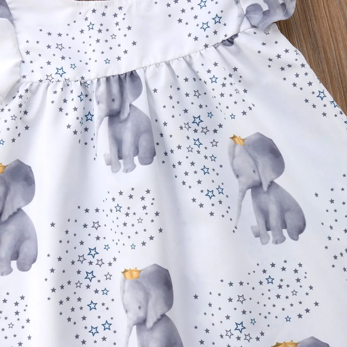 Kid Toddler Girls Cartoon Elephant Peanut Party Print Short sleeve Dress