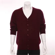 Коза, кашемир, толстый вязаный мужской модный однобортный Кардиган с v-образным вырезом, свитер h-прямой, бордовый, 2 цвета, S-2XL