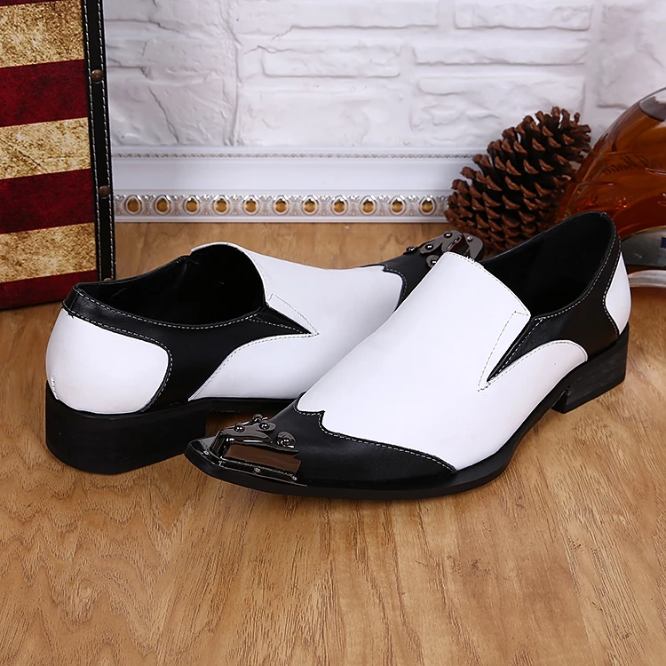 White black italian shoes brand mens dress studded loafers oxfords