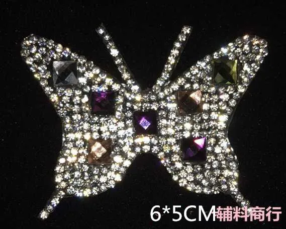 

2pc/lot Multicolor Butterfly pattern hot fix rhinestone motif iron on crystal transfers design rhinestones fix