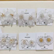 MENGJIQIAO корейский элегантный прозрачный акриловый цветок лепесток бусины Серьги гвоздики для женщин летний праздник Pendientes ювелирные изделия