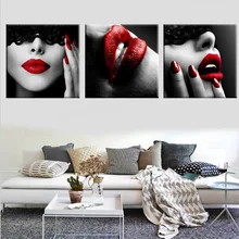 Woman Sexy Red Lips Poster Wall Art Canvas Painting Nordic Wall Pictures for Living Room Bedroom Decor Picture Beauty Art Print