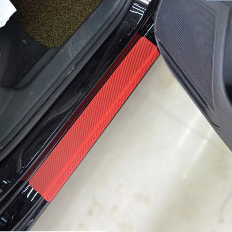 POSSBAY Auto Car Door Sill Strip Guard Carbon Fiber Door Plate Scuff Protection Front Rear Door Step Scratch Cover