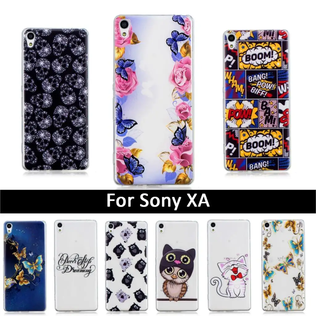 Luxury Cartoon Covers For Sony Xperia XA X A Transparent Pattern Case Back Phone bags shells Protective Cases Fundas |