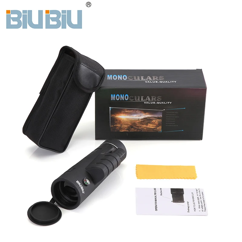 BIUBIU 10x40 HD Monocular High Quilaty Outdoor Monocular Telescopio Vision Camping Hunting Telescope Focusing Adjustment 