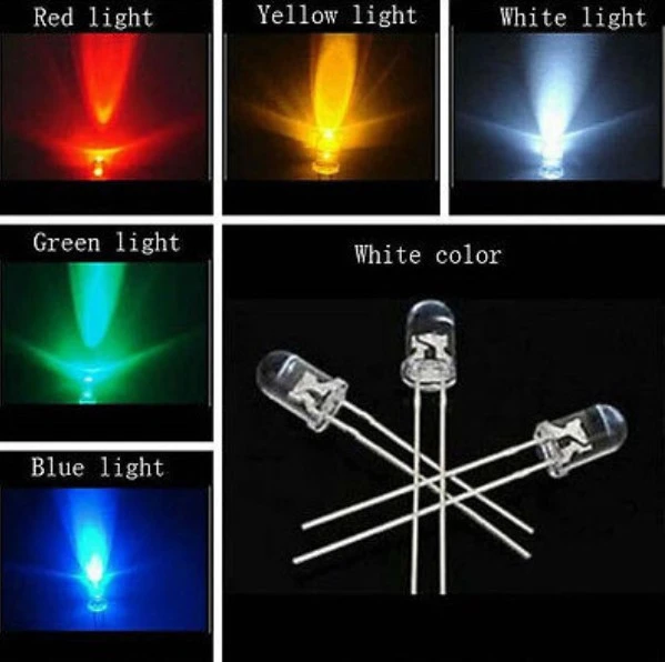 Bombilla de diodo LED redonda de 0.197 in, lámpara de diodos emisores, mini  luces LED verdes, amarillas, azules, blancas, rojas, electrónicas