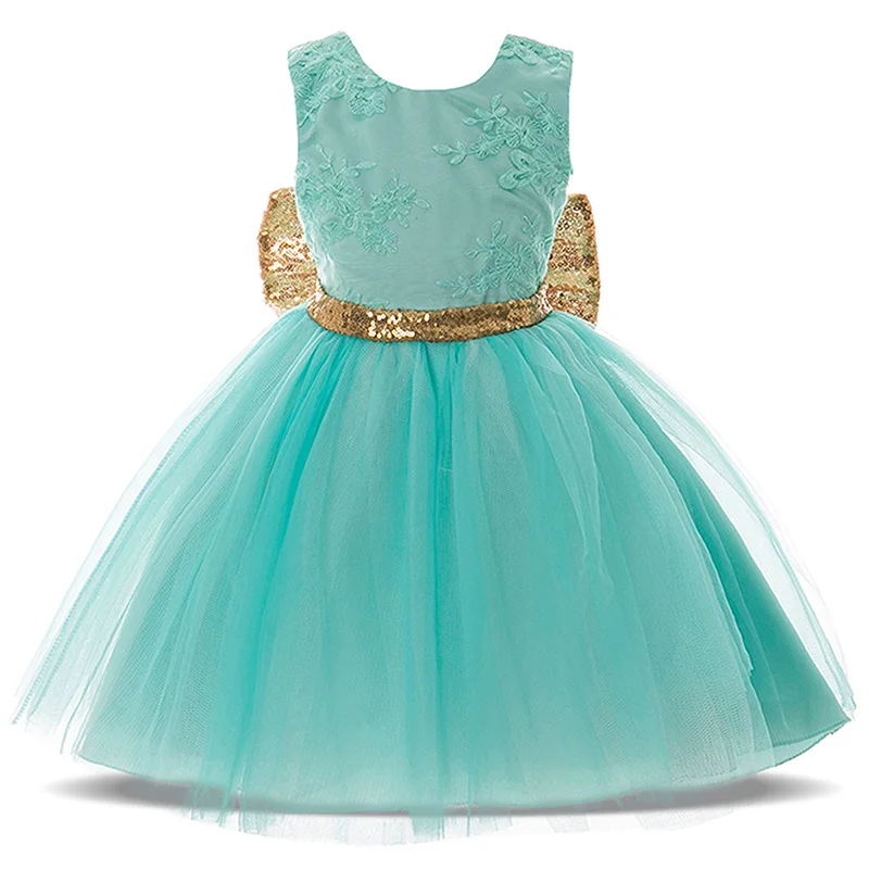 Элегантные юбки без рукавов для девочек одежда принцессы для девочек с золотыми блестками и большим бантом вечерние юбки подарок на день рождения для девочек - Цвет: Blue