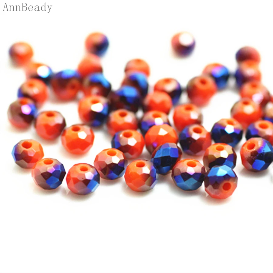 

AnnBeady Solid orange blue Color 3*4mm 145pcs Rondelle Austria faceted Crystal Glass Beads Loose Spacer Beads Jewelry Making