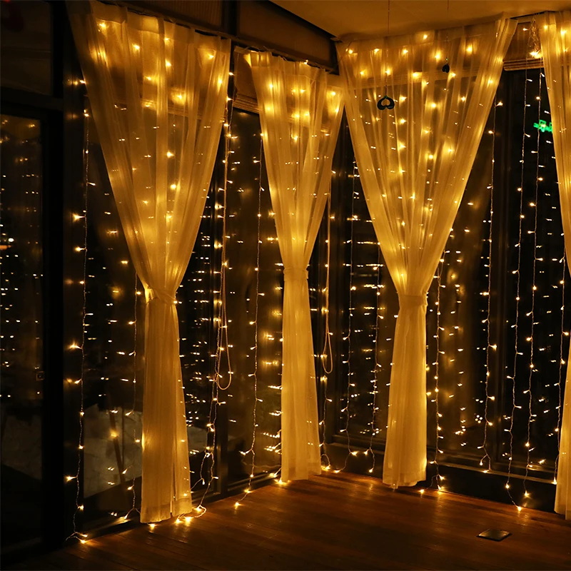 

4 * 1.5m 192 Bulbs Garland LED Curtain String Fairy Lights Holiday Party Gerlyanda Christmas LED Lights Decorations For Wedding