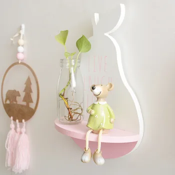 

European Wooden Wall Shelf Storage Rack Living Room Children's Room Cute Decorative Bedroom Kitchen Bracket Accessories Shelves
