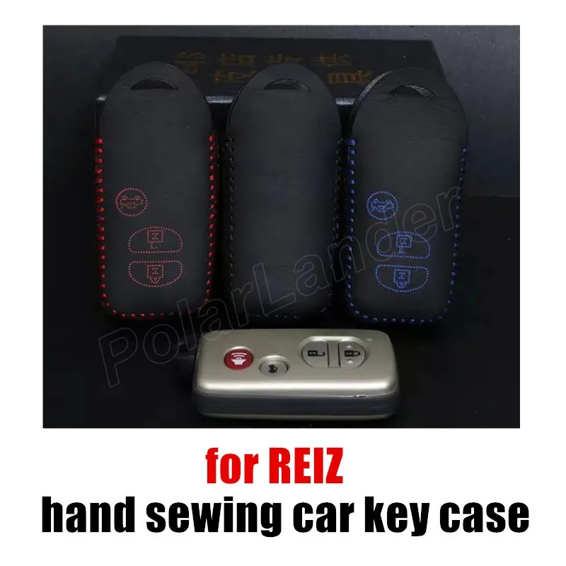 Only Red car key cover case fit for TOYOTA CAMRY/COROLLAEX/REIZ new genuine leather sewing by