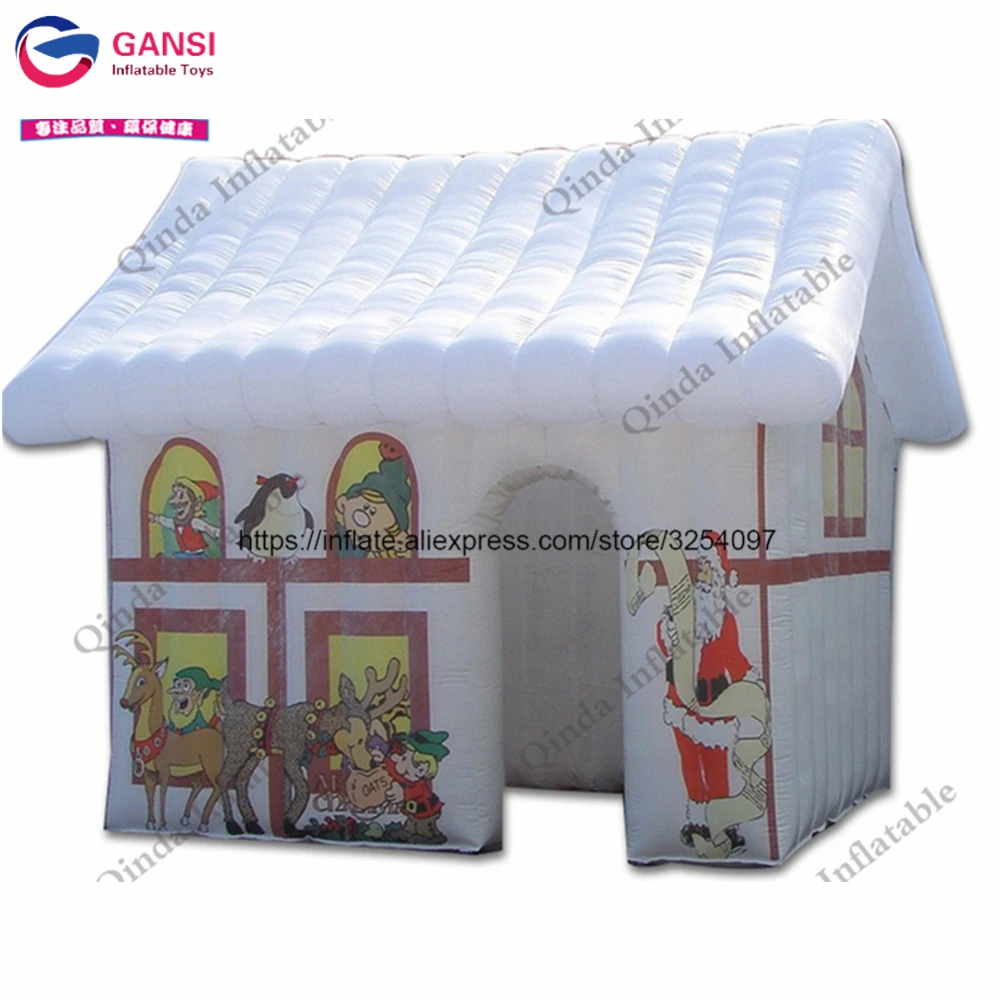 3.8*3.2*2.7m santa claus house tent inflatable Christmas house for outdoor advertising ornaments