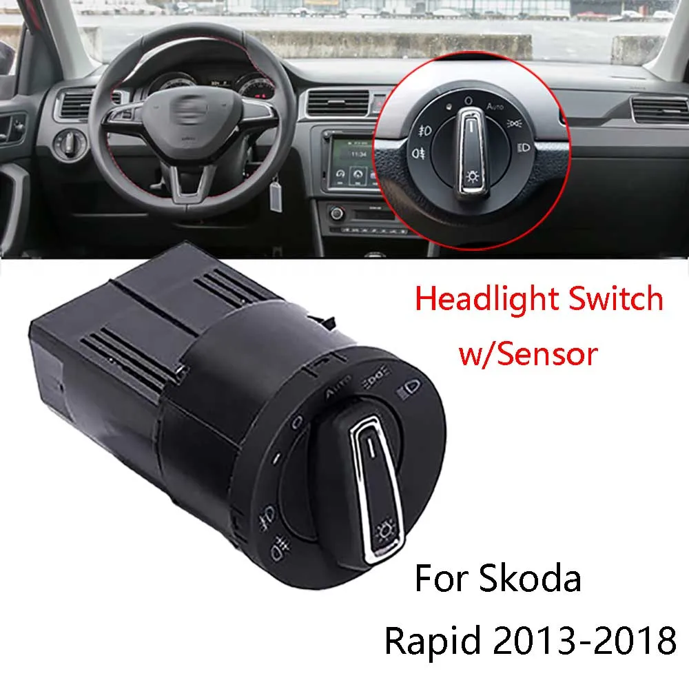 

AUTO Headlight Fog lights Controller Switch Light Sensor Module For Skoda Rapid 2013-2018