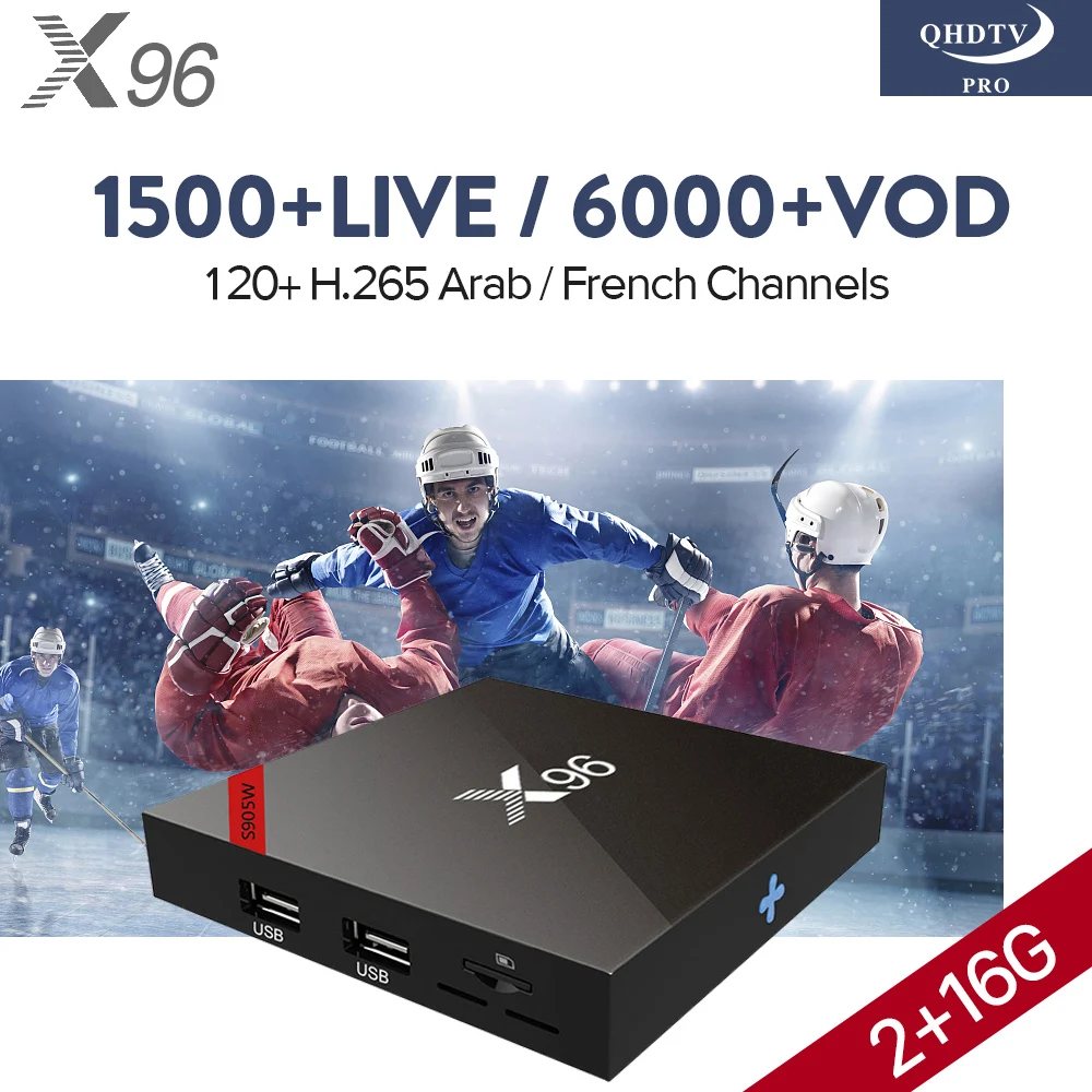 

H.265 IPTV Arabic French QHDTV PRO Subscription 1 Year X96 Android 7.1 2GB 16GB S905W Quad Core Set-top Box France IPTV Receiver