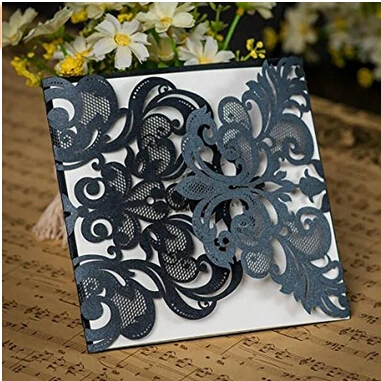 25pcs Gold Black White Navy Blue Grey Wedding Party Invitation Card