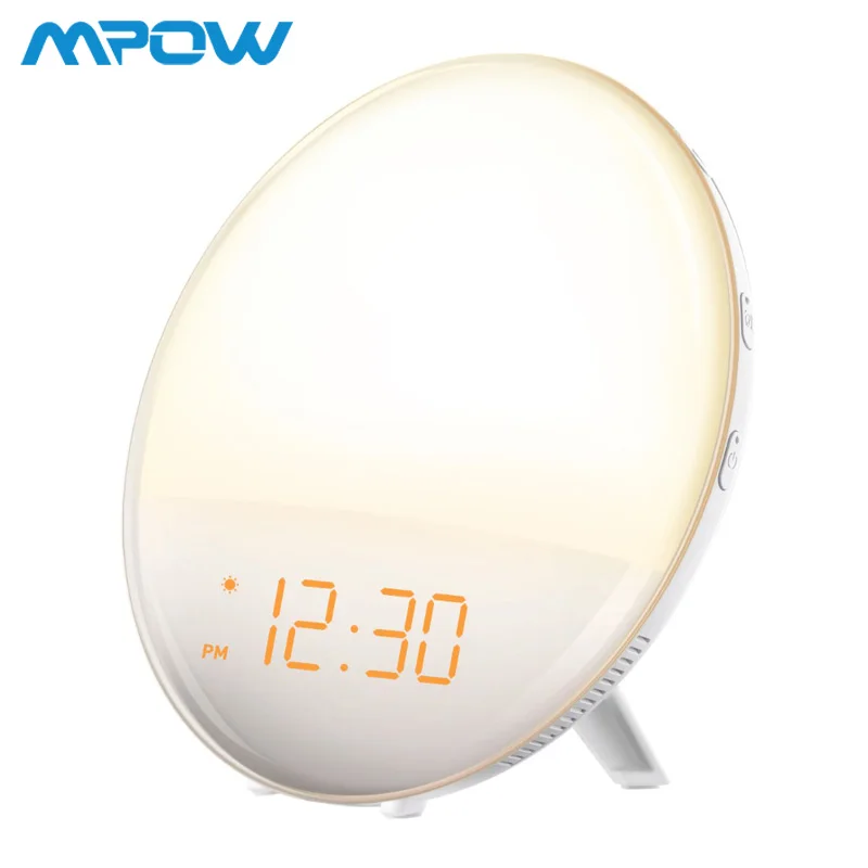 

Mpow Digital LED Wake-Up Light Alarm Clock Sunrise Simulation Dual Alarm 6 Natural Sound Radio Snooze Function Reloj Despertador