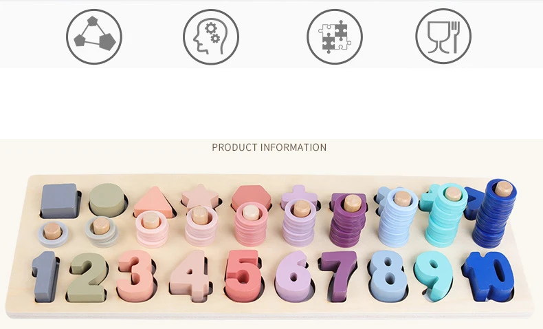 Pré-escolar de Madeira Jogo do Bebê Brinquedos para Crianças Montessori Brinquedos Contagem Forma Geométrica Cognição Educação Precoce Auxiliares Ensino Matemática Mod. 337218 3 Cheap Brinquedos mat.