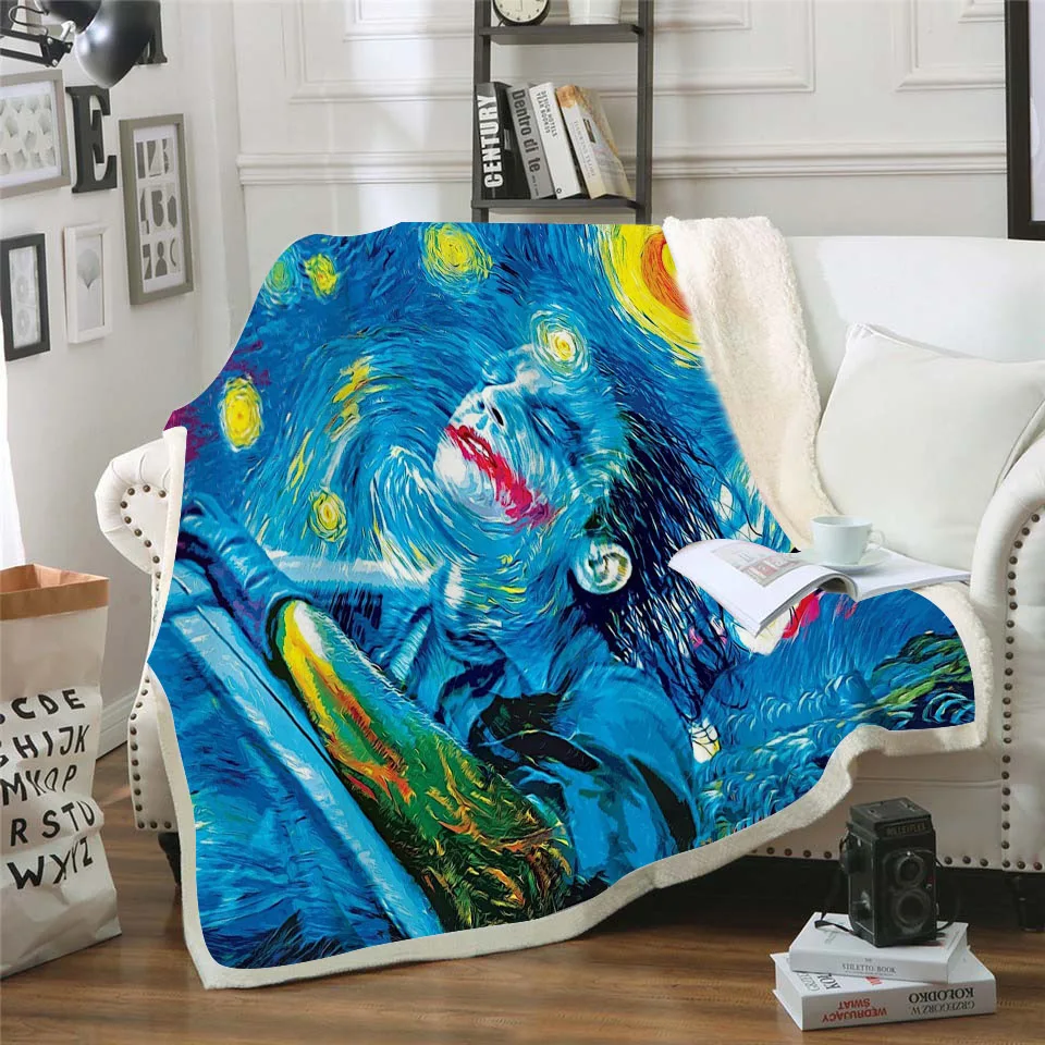 

Home Decor Oil Painting Carpet Psychedelic Landscape Printed Cover Blanket DIY Printing Throw Blanket Dropship