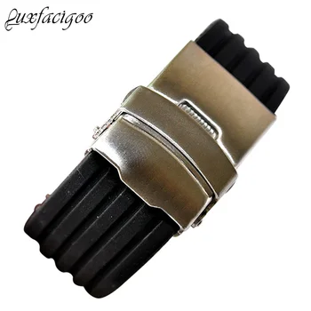 

Waterproof Silicone Rubber Watch Strap Band Stainless Steel Deployment Buckle 88 TT@88