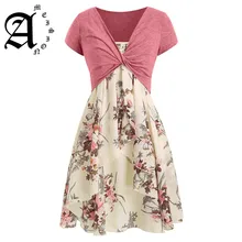 Ameision Women Casual Summer Cami Flower Dress With Crop V Neck Patchwork Floral Printed Short Sleeve Evening Party Club Dresses Ameision Women Casual Summer Cami Flower Dress With Crop V Neck Patchwork Floral Printed Short Sleeve Evening Party Club Dresses