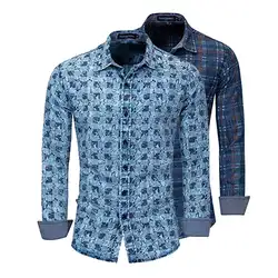 Новая Осенняя Модная брендовая мужская одежда, приталенная Мужская рубашка с длинными рукавами, клетчатая хлопчатобумажная повседневная