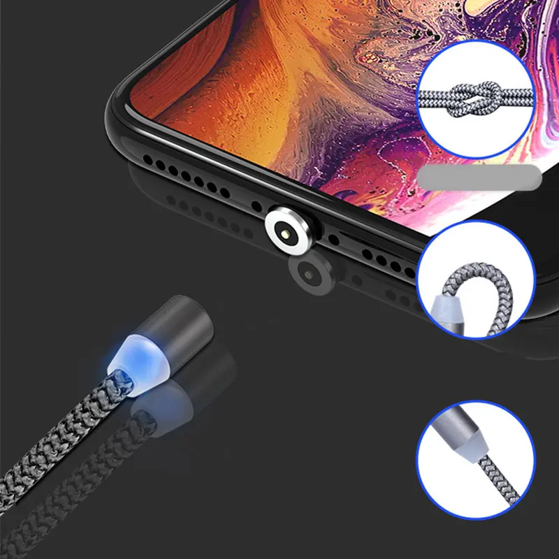كابل USB مغناطيسي شحن نوع C كابل المغناطيس شاحن البيانات تهمة المصغّر usb وصلة كابل للهاتف المحمول