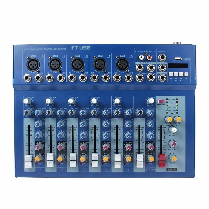 

F7 7 Road Tuning Platform Bring Reverberation USB Microphone Major Household Sing KTV Show Effect Organ DJ mixer