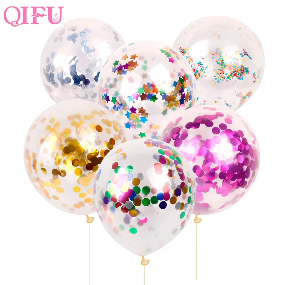 QIFU 10 шт. 12 дюймовый воздушный шар с конфетти гелием днем рождения прозрачные
