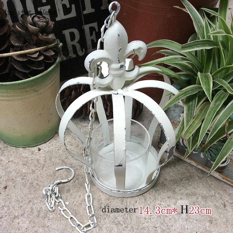 chain handmade antique white metal candle holder crown