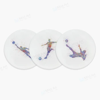 

Watercolor Soccer Football Figure Sports Player Art Prints Ceramic Bar Coaster Creative Man Gift Kitchen Accessories Pad Mat Set