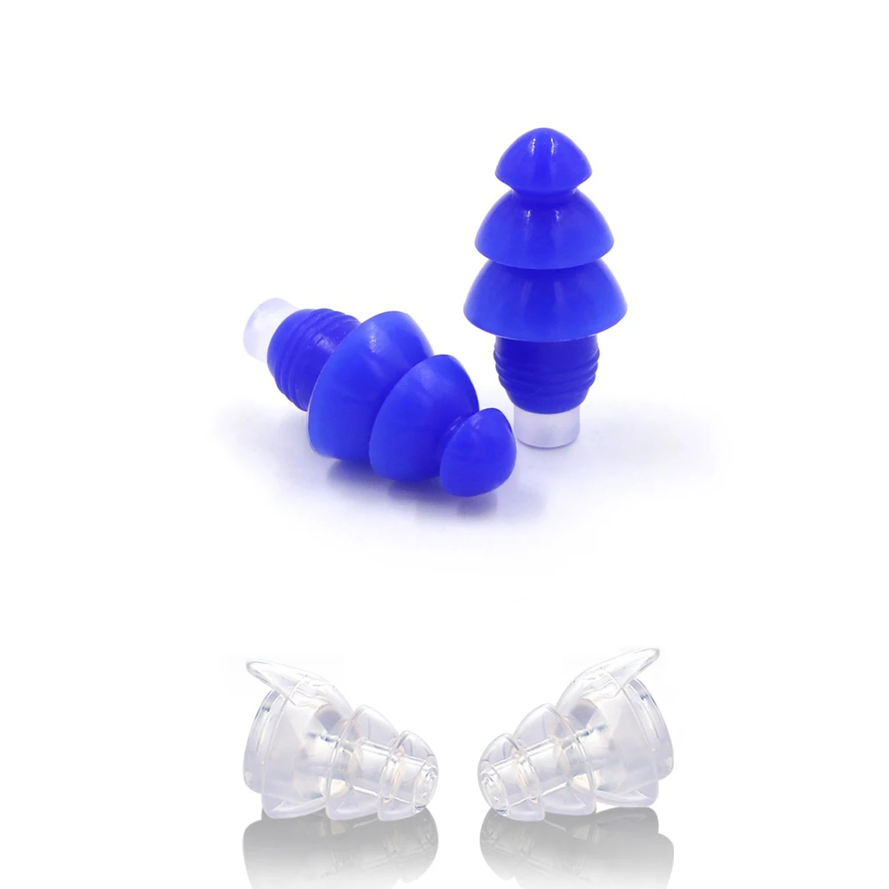 2 пары силиконовых затычек для ушей с мерцанием для сна водонепроницаемые Многоразовые беруши для ушей с шумоподавлением Ушная вилка для плавания для ванной на каждый день - Цвет: Blue and Clear