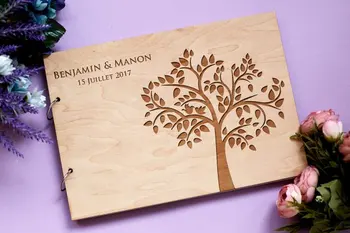 

Rustic Wedding Guest Book,Custom Guest Book,Personalized Name Wood Wedding Guestbook,Tree Wedding,Laser Engraved,Gift for Couple